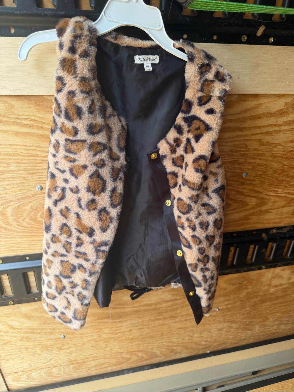 Kate Mack Leopard Print Faux Fur Vest in Brown and Black